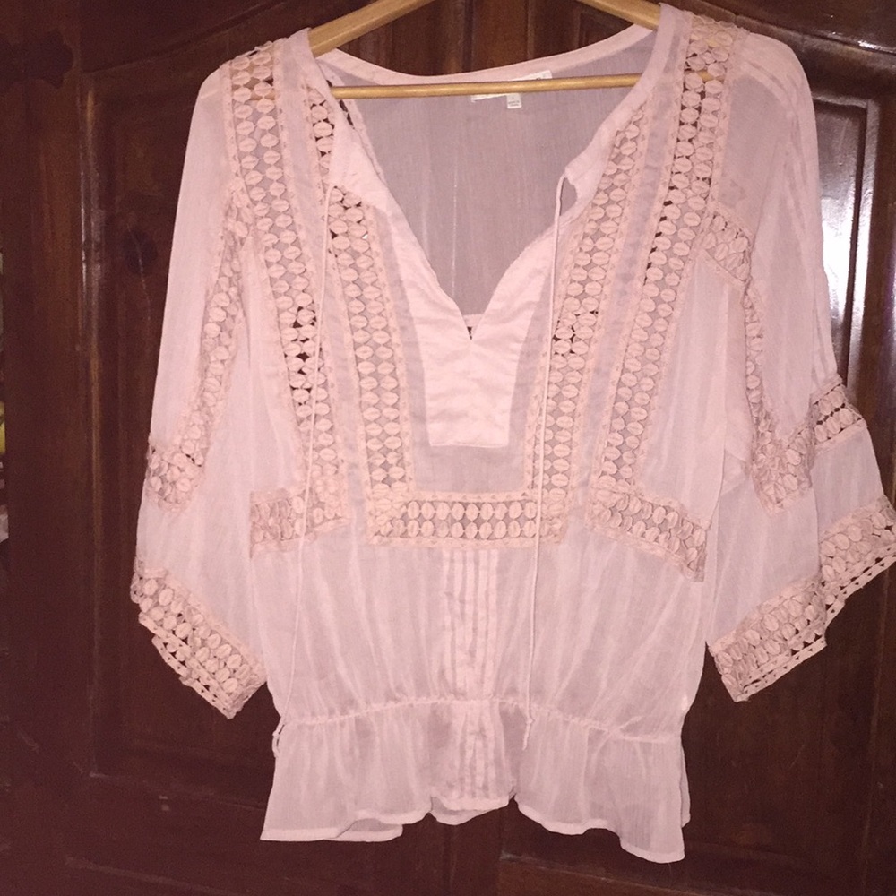 Blush boho sheer top small